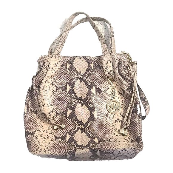 Michael Kors Handbags - Michael Kors Python Embossed Leather Drawstring Bucket Tote Satchel Shoulder Bag